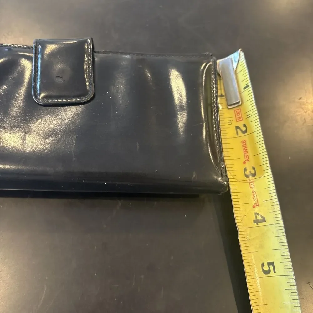 Vtg 1990s GUCCI Tom Ford Era 7” Long Patent Leather Wallet G Motif Black READ